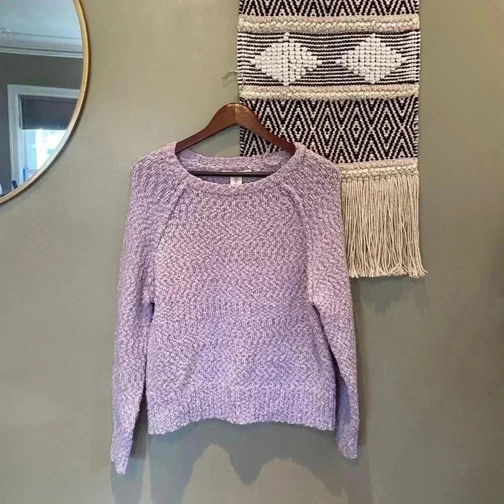 YET AGAIN TEDDY PURPLE LAVENDER SWEATER L